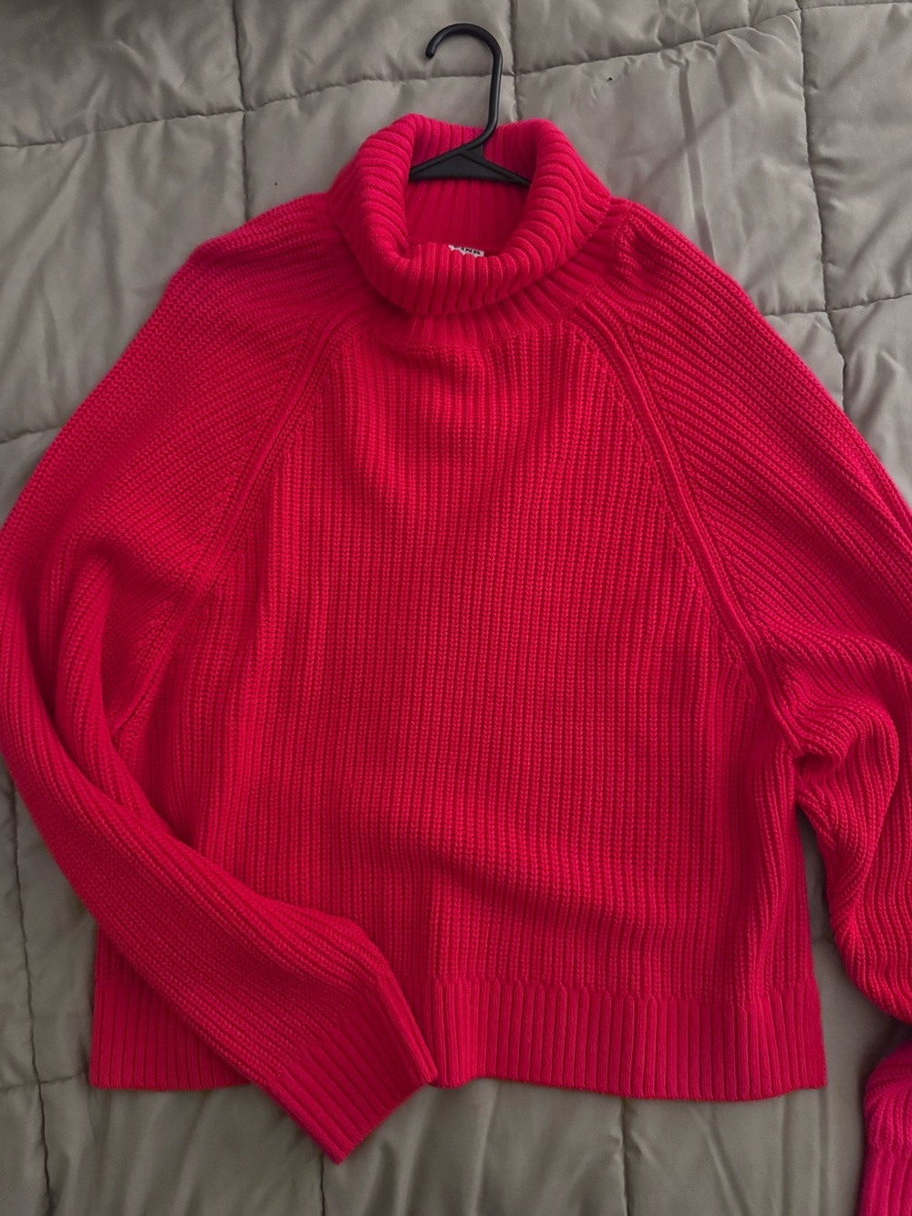 PINK Victoria's Secret Bright Pink Ribbed Turtleneck Sweater never used